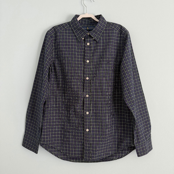 Ralph‎ Lauren Boys Long Sleeve Plaid Cotton Logo Shirt Size L(14/16) - Picture 1 of 8